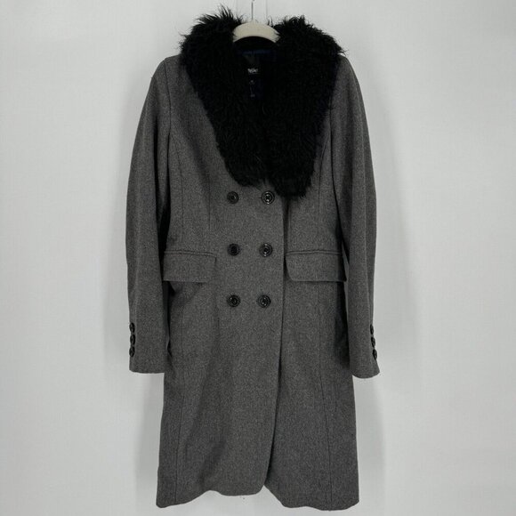 Vintage Mossimo coat womens small S gray wool faux fur y2k 90s fall winter - Picture 1 of 5